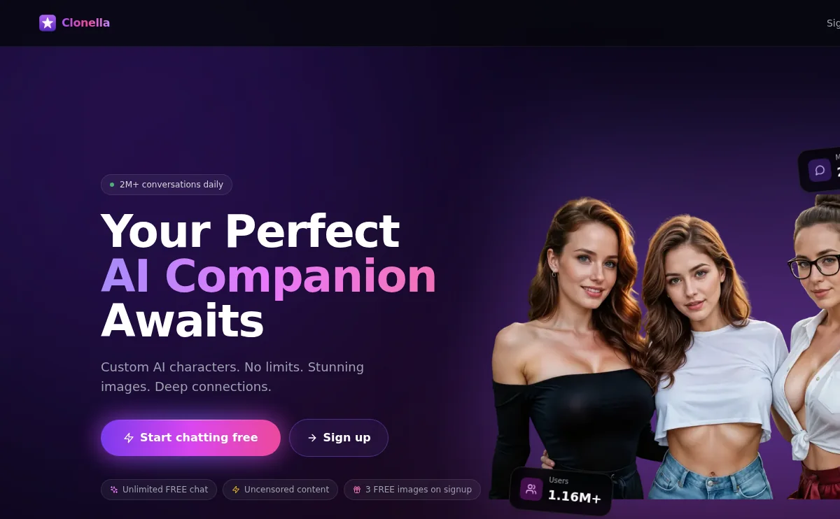 Clonella companion website interface