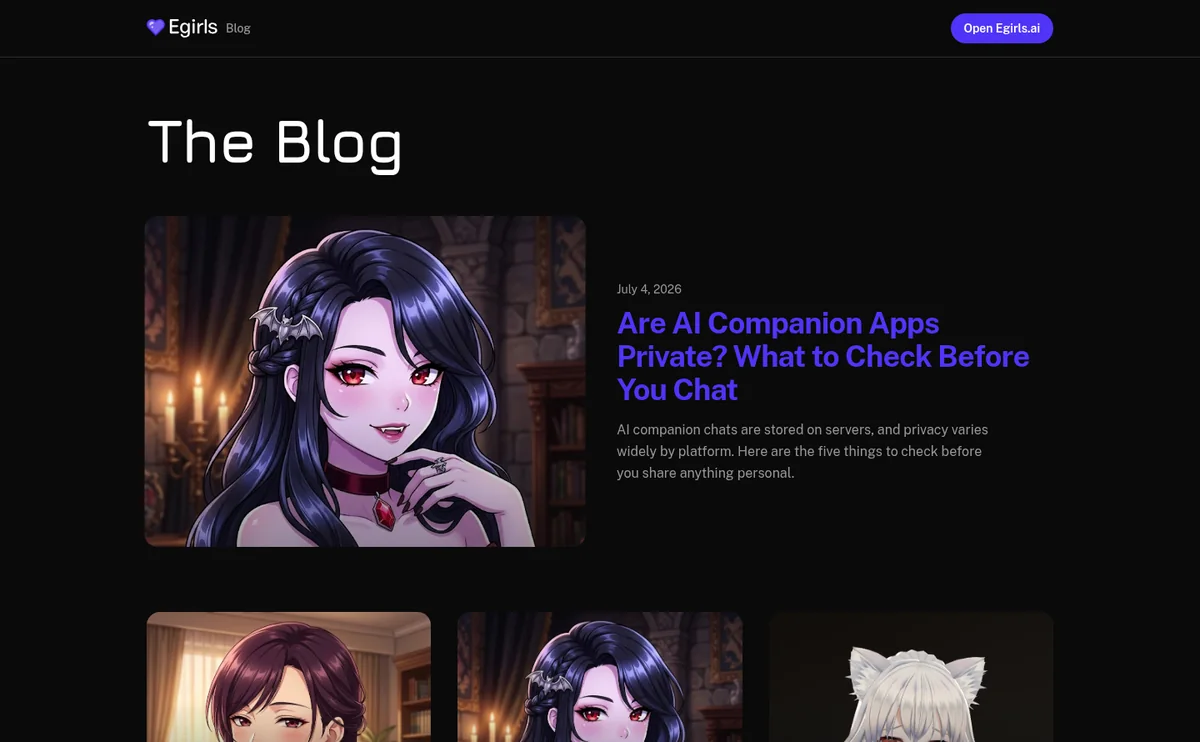 eGirls blog interface