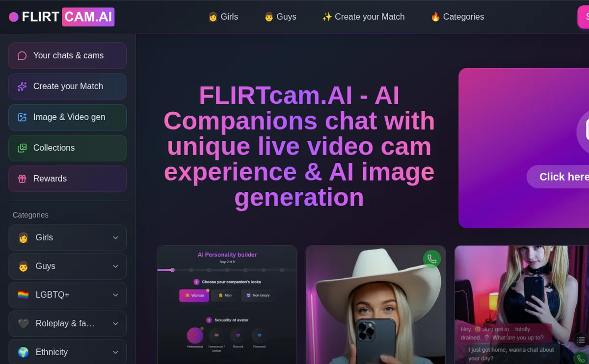 FLIRTcam AI companion interface