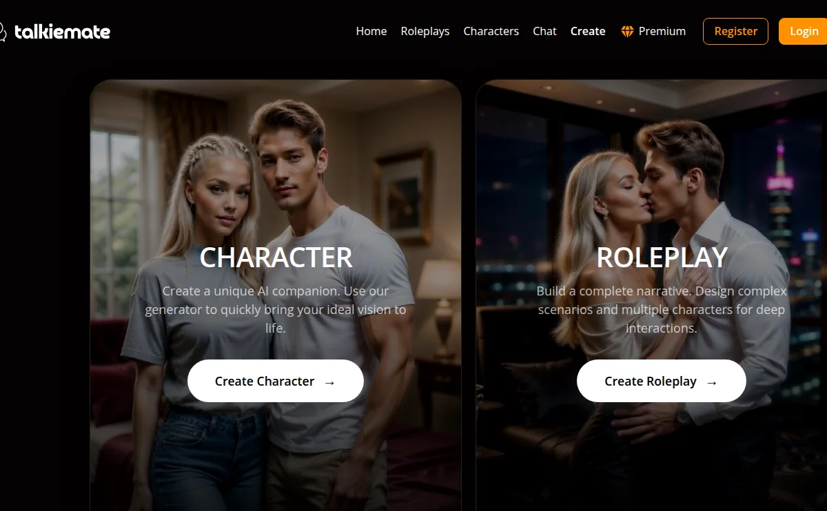 TalkieMate character and roleplay interface