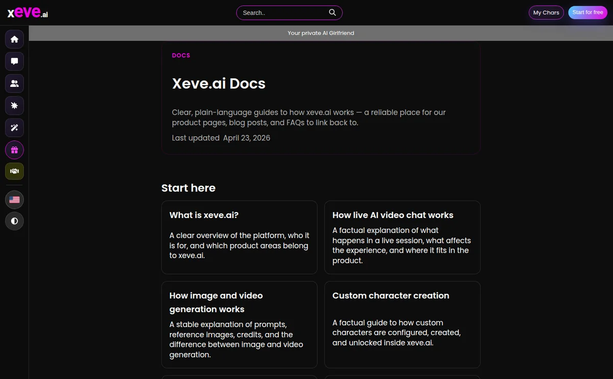 Xeve AI documentation interface