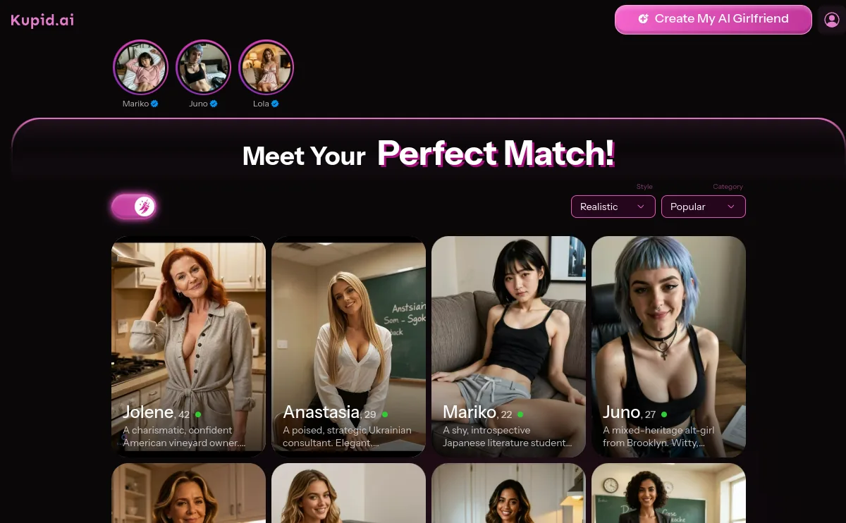 Kupid AI character interface